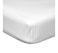 Belledorm 540 Thread Count Satin Stripe Extra Deep Fitted Sheet - White - White - Kingsize