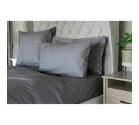 Belledorm 540 Thread Count Satin Stripe Housewife Pillowcases (Pair) - Charcoal - Charcoal - One Size