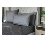 Belledorm 540 Thread Count Satin Stripe Housewife Pillowcases (Pair) - Charcoal - One Size - Charcoal - 100% Egyptian Cotton