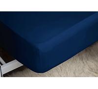 Belledorm Blue Fitted Sheet, 200 Thread Count Percale, Mattress Depth 28cm (Single, Navy)
