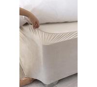 Belledorm Box Spring Cover - Transform Your Bed with This Fully Elasticated Faux Suede & Stretch Wrap-Around 4 Sides Bed Skirt (Linen, Queen/Queen XL)