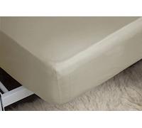 Belledorm Brown Fitted Sheet, 200 Thread Count Percale, Mattress Depth 28cm (Double, Mushroom)