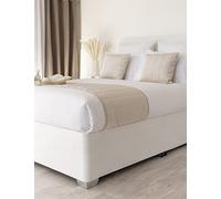 Belledorm Divan Bed Base Cover, Bed Skirt, Double Size, White,Faux Suede | Double Faux Suede Base Wrap, 48 cm Deep, Fits Divans up to 45 cm, Elasticated Top & Bottom, Stretch Fit, White
