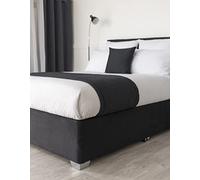 Belledorm Divan Bed Base Cover, Bed Skirt, Single Size, Black,Faux Suede | Single Faux Suede Base Wrap, 48 cm Deep, Fits Divans up to 45 cm, Elasticated Top & Bottom, Stretch Fit, Black