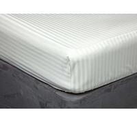 Belledorm Hotel Suite Satin Stripe - 15" Fitted Sheet - 540 Thread Count (Ivory, King Size)