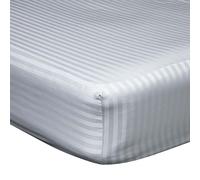 Belledorm Hotel Suite Satin Stripe 540 Thread Count 100% Cotton 15 Inch Extra Deep Fitted Sheet, Platinum, Single