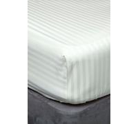 Belledorm Hotel Suite Satin Stripe 540 Thread Count 38cm Fitted Sheet in Ivory | Size: Super King Belledorm Ivory Super King