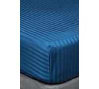 Belledorm Hotel Suite Satin Stripe 540 Thread Count 38cm Fitted Sheet in Navy | Size: King Belledorm Navy King
