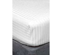 Belledorm Hotel Suite Satin Stripe 540 Thread Count 38cm Fitted Sheet in White | Size: King Belledorm White King