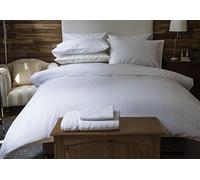 Belledorm Hotel Suite Satin Stripe - Duvet Set - 540 Thread Count (White, Double)