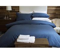Belledorm Hotel Suite Satin Stripe - Duvet Set (Navy, Double) | 540 Thread Count