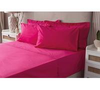 Belledorm Luxury Fitted Bed Sheet With Matching FREE 2 X PILLOW CASE Plain Dyed Poly Cotton Percale Easy Care Bed Sheet Genuine 50% cotton 50% polyester (King Size, Fuchsia)