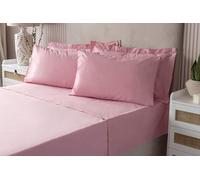 Belledorm Luxury Fitted Bed Sheet With Matching FREE 2 X PILLOW CASE Plain Dyed Poly Cotton Percale Easy Care Bed Sheet Genuine 50% cotton 50% polyester (King Size, Blush)
