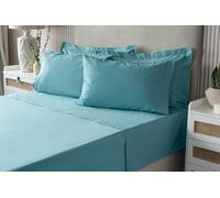 Belledorm Luxury Fitted Bed Sheet With Matching FREE 2 X PILLOW CASE Plain Dyed Poly Cotton Percale Easy Care Bed Sheet Genuine 50% cotton 50% polyester (King Size, Teal)