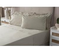 Belledorm Luxury Fitted Bed Sheet With Matching FREE 2 X PILLOW CASE Plain Dyed Poly Cotton Percale Easy Care Bed Sheet Genuine 50% cotton 50% polyester (Double, Mushroom)