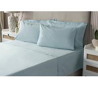 Belledorm Luxury Fitted Bed Sheet With Matching FREE 2 X PILLOW CASE Plain Dyed Poly Cotton Percale Easy Care Bed Sheet Genuine 50% cotton 50% polyester (4FT Narrow Double, Duck Egg)