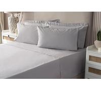 Belledorm Luxury Fitted Bed Sheet With Matching FREE 2 X PILLOW CASE Plain Dyed Poly Cotton Percale Easy Care Bed Sheet Genuine 50% cotton 50% polyester (Double, Cloud)