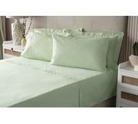 Belledorm Luxury Fitted Bed Sheet With Matching FREE 2 X PILLOW CASE Plain Dyed Poly Cotton Percale Easy Care Bed Sheet Genuine 50% cotton 50% polyester (Single, Apple)