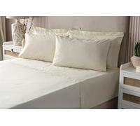 Belledorm Luxury Fitted Bed Sheet With Matching FREE 2 X PILLOW CASE Plain Dyed Poly Cotton Percale Easy Care Bed Sheet Genuine 50% cotton 50% polyester (Single, Ivory)