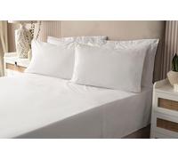 Belledorm Luxury Fitted Bed Sheet With Matching FREE 2 X PILLOW CASE Plain Dyed Poly Cotton Percale Easy Care Bed Sheet Genuine 50% cotton 50% polyester (King Size, White)