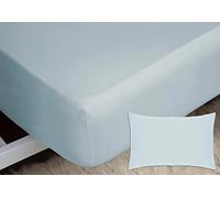 Belledorm Luxury Fitted Bed Sheet With Matching FREE 2 X PILLOW CASE Plain Dyed Poly Cotton Percale Easy Care Bed Sheet Genuine 50% cotton 50% polyester (Bunk Bed 2'6", Duck Egg)