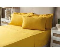 Belledorm Luxury Fitted Bed Sheet With Matching FREE 2 X PILLOW CASE Plain Dyed Poly Cotton Percale Easy Care Bed Sheet Genuine 50% cotton 50% polyester (King Size, Saffron)