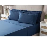 Belledorm Luxury Fitted Bed Sheet With Matching FREE 2 X PILLOW CASE Plain Dyed Poly Cotton Percale Easy Care Bed Sheet Genuine 50% cotton 50% polyester (Double, Navy)