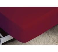 Belledorm Red Fitted Sheet, 200 Thread Count Percale, Mattress Depth 28cm | (Double)