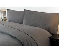 Belledorm Soft Brushed Cotton Fitted Bed Sheet with matching FREE 2 x Pillow cases, 100% Brushed cotton Flannelette, 30cm depth, cosy, warm comfortable bedding set (Single, Charcoal Grey)