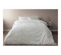 Belledorm Waffle Stripe Duvet Cover Set - Vanilla - Single - Vanilla - 100% Cotton
