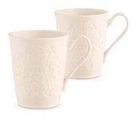 Bell lassic Field of Shamrocks Mug Set, 19.4 fl oz Beverage Mugs, Fine Parian China Drinkware, Set of 2, White