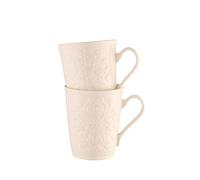 Belleek Field of Shamrocks Irish Coffee Mugs Set of 2 - Handcrafted Dishwasher & Microwave Safe Ceramic Cups - Fine Parian China, White, 5" L x 3.5" D X 4.6" H, 19oz