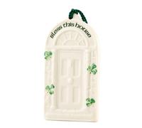 Belleek House Blessing Ornament - Shamrock Christmas Tree Hanging Ornament - Fine Parian China Irish Decor, 2.2" W x 4" H, White