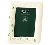 Belleek Shamrock 5x7 Wedding Picture Frame - Fine Parian China White Photo Frame - Handcrafted Irish Decor
