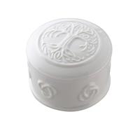 Belleek Tree of Life Small Trinket Box - Handcrafted Keepsake Decorative Storage - Porcelain Shamrock Irish Decor - 3.2”D x 2.5”H, White