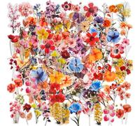 BelleFlair 100 Pcs Floral Stickers, Waterproof Flower Sticker Pack for Scrapbooking, Decorative Journaling Supplies, Vinyl Laptop Decals for Water Bottle, Journal, DIY Crafts