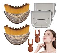 BelleFlair 2 Pack Lymphatic Contour Face Brush Set with Wooden Face Sculpting Tool, Dry Brushing Facial Brush and Lymphatic Drainage Massager for Skin Tightening and Contouring