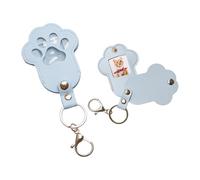 BelleFlair 2 PCS Cute Leather Paw Pet Memorial Keychain, a Heartfelt Cat/Dog Memorial Gift, Refillable Fur Keepsake Photo Holder for Hair & Pictures Blue&Pink