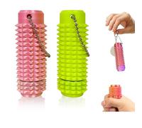 BelleFlair 2 PCS Little Ouchies Pain stimming fidget toys with Keychain, 3d printed fidget toy spinning design, spiky sensory fidgets gadgets toy for kids adults(Purple & Green)