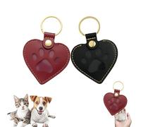 BelleFlair 2 PCS Pet Memorial Leather Keyring, Paw-Print-Heart-Shape Pet Fur Keepsake, Cat Keychain Paw Print, Dog Cat Loss Gifts, Dog Hair Keyring Memorial Gift for Animal Lovers
