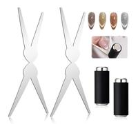 BelleFlair 2 Set Cat Eye Magnet Set with Scissor-Shaped French Tip Tool, Strong Nail Magnet Stick for Magnetic Gel Polish, Complete Nail Art Tools for DIY Home Salon.
