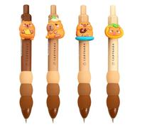 BelleFlair 4 PCS Cute Capybara 0.5mm Black Gel Pens - Comfortable Sponge Grip & Smooth Writing for Boys & Girls