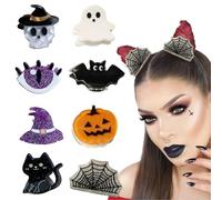 BelleFlair 8 Pcs Halloween Claw Clips Hair Accessories For Girls Women, Cute Mini Pumpkin Ghost Bat Spider Web Designs, Spooky Party Favor Hair Clips For Adults