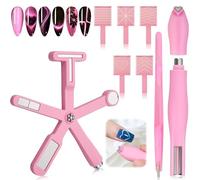 BelleFlair Cat Eye Magnet Tool Set, Multifunctional Nail Magnets for Nails Art, Includes 3 in 1 Magnetic Pen Tool, 6 in 1 Cat Eye Nail Magnet, for Creating Unique Cateye Gel Polish Designs(Pink)