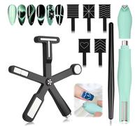 BelleFlair Cat Eye Magnet Tool Set, Multifunctional Nail Magnets for Nails Art, Includes 3 in 1 Magnetic Pen Tool, 6 in 1 Cat Eye Nail Magnet, for Creating Unique Cateye Gel Polish Designs(Black)