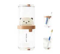 BelleFlair Cute Breathable Toothbrush Travel Case(2 Cups), with Bear Toothpaste Squeezer, Portable Mouthwash Cup, Large Capacity Toothbrush Cup, Bathroom Camping Travel Essentials For Kids Adults