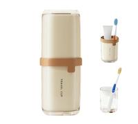 BelleFlair Cute Breathable Toothbrush Travel Case, with Bear Toothpaste Squeezer, Portable Mouthwash Cup, Large Capacity Toothbrush Cup, Bathroom Camping Travel Essentials For Kids Adul (Four Cups)