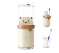 BelleFlair Cute Breathable Toothbrush Travel Case, with Bear Toothpaste Squeezer, Portable Mouthwash Cup, Large Capacity Toothbrush Cup, Bathroom Camping Travel Essentials For Kids Adul (Three Cups)