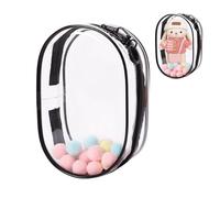 BelleFlair Mini Clear Doll Backpack Case For Vinyl Plush Toy & 15/17cm Dolls with Clothes, Pom Poms & Clip, Transparent Zipper Pouch - Cute PVC Storage Bag Accessories for 15/17cm Blindbox Keycha