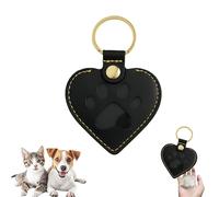 BelleFlair Pet Memorial Leather Keyring, Paw-Print-Heart-Shape Pet Fur Keepsake, Cat Keychain Paw Print, Dog Cat Loss Gifts, Dog Keyring, Sympathy Memorial Gift for Animal Lovers(Black)